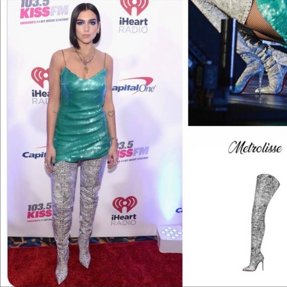 RARE CL SPIKED EMBELLISHED KNEE BOOTS